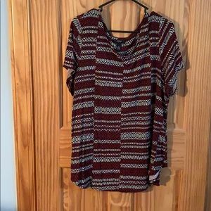 Alfani red, white and black scoop neckline shirt